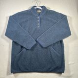 VTG Liz Claiborne Fleece Pullover Sweater Womens XL Blue Henley Snap Fuzzy Cozy Photo 0