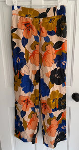 Sézane 100% Silk Floral Wide Leg Side Zip Pants Size 38 US 6 Photo 0