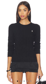 Ralph Lauren Black Cable Crewneck Sweater with Polo Pony sz S Photo 0