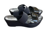 Ron White Rapisardi Black Strappy Elastic Leather Platform Sandals 38 Photo 0