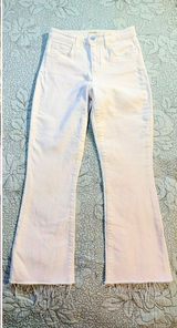 💥L’AGENCE Kendra High Rise Cropped Flare Jeans Blanc White Raw Hem Sz 24💛 Photo 0