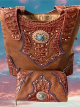 Western Embellished Tote Bag with Matching Wallet Photo 0