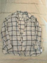 H&M Flannel Plaid White Black Photo 0