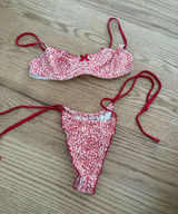 Frankie's Bikinis Red and White Leopard Print Two-Piece Bikini Photo 0