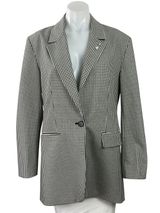 Zara Black White Gingham Plaid Checkered Long Sleeves Blazer Coat Jacket Size M Photo 0