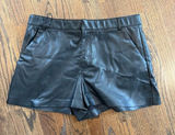 Zara black faux leather flat front shorts with pockets size XL 1612 NWOT Photo 0