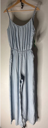 Halara Women Light Blue Lyocell Wide Leg Jumpsuit Sleeveless Pockets Small NWT Photo 0