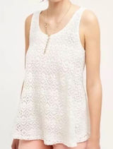 Deletta Anthropologie White‎ Crochet Lace Tank Scoop Neck Lined Medium OB520459 Photo 0
