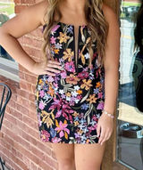 Alyce Paris Black & Floral Beaded Mini Dress Photo 0