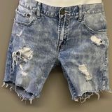 American Eagle Light Wash Distressed Faded Flex Skinny Jean Shorts- Size 34 Photo 0