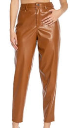 JUICY COUTURE Rodeo Barrel Fit High Waist Faux Leather Pants, Camel Size 27 NWOT Photo 0