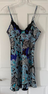 Y2K Apt. 9 whimsigoth fairycore blue & black paisley satin slip dress size small Photo 0