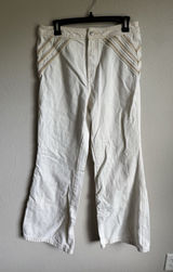 We the Free White Tan Embroidered Stripe Wide Leg Jeans Womens 29 Festival Photo 0