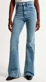Abercrombie & Fitch The Flare Ultra High Rise Jean 10 Long Light Wash Retro Boho Photo 0