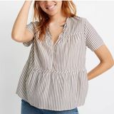 Madewell Seamed Popover Top In Dunfield Stripe Women’s XL Photo 0