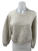 Topshop Women's Beige Wool Rib Knit Crew Neck Long Sleeve Crop Sweater Top Sz S Photo 0