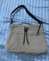 The Sak Crocheted Shoulder/ Hobo Bag, Tan/Khaki, Brown Leather Trim Photo 0