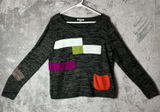 Lisa Todd Mixed Patchwork Knit Sweater Artsy Eclectic Boho Small Cotton Cashmere Photo 0