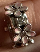Pandora S925 Pink Daisy Flower Clip Charm Sterling Silver Enamel CZ Photo 0