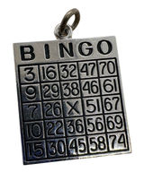 Vintage Sterling Silver Bingo Card Charm Pendant‎ 3.09g Game Night Jewelry Photo 0