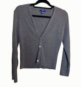 J. Crew Ribbed Stretch Asymmetrical Grey Sweater Large Cardigan Photo 0