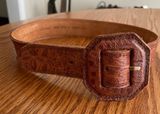 Woodward Cowhide Leather Crocodile Embossed Brown Belt Size M Photo 0