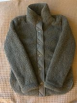 Abercrombie woman’s green fluffy button up jacket in a size XS Photo 0
