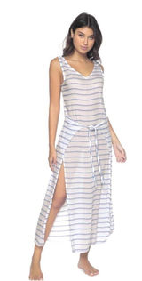 PilyQ‎ Bay Stripe Sophie Tie Dress Swim Cover Up Beach Resort Wear M/L Photo 0