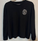Victoria's Secret Black Bling Long Sleeve Lounge Shirt Rhinestone Logo Signature Photo 0