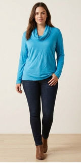 Banana Republic Women Blue Cowl Neck Long Sleeve Wool Blend Knit Top Large‎ Photo 0
