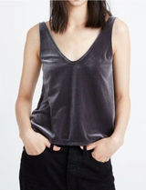 Madewell Velvet V Neck Tank Top Size M Brown Preppy‎ Boho Coquette Date Night Photo 0