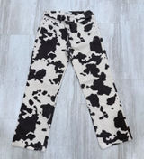 Abercrombie & Fitch The Baggy Low Rise Cow Print Jeans Black White 26 Short Photo 0