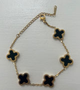 14 k gold plated and Black Clover Bracelet Photo 0