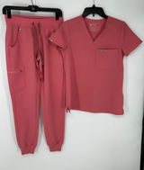 FIGS Scrub Set Pocket Catarina Top Womens XXS Quartz Pink Zamora Jogger Pants Photo 0