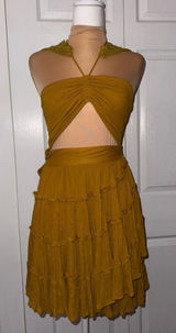 Free People Yellow Mustard Endless Summer Hot Dang Mini‎ Dress Size Medium NWOT Photo 0