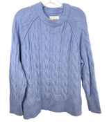 Aerie Small Sweater Cable Knit Periwinkle Blue Raglan Crew Academia Preppy 1691 Photo 0