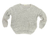 AZZ Fashion Wear Gray Marl Chunky Knit V-Neck Sweater Women Size L Popcorn Knit Photo 0