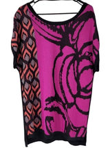 Worthington Womens Top Size L Pink Black Geometric Knit Short Sleeve Photo 0