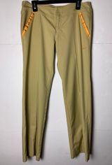 Nike Golf Pants Womens M Beige Khaki Orange Stripe Dri Fit Straight Leg Photo 0