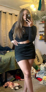 Rouched black mini skirt with slit and shorts Photo 0