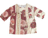 Womens‎ Floral Patchwork Boho Blouse Burgundy Cream Lace Print Side Tie Top Photo 0
