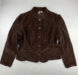 St Johns Bay Stretch Brown Corduroy Jacket Mock Neck Button Front Size L Photo 0