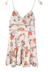 Trixxi Floral Lace Mini Dress Women Small White‎ Fit Flare Boho Romantic Dainty Photo 0