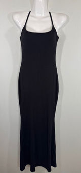 Quince Black Ribbed Racerback Maxi Dress Women MED NEW Preppy Casual Minimalist Photo 0