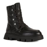 Geox Vilde Combat Boots Black Lace Up Edgy Street Style Size 38 US 8 Photo 0