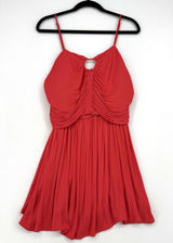 House of Harlow 1960 Dress Large Red Ruched Pleated Mini Keyhole Cocktail Photo 0