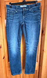 BKE Payton Straight Leg Jeans Womens 30R Medium Dark Wash Thick Stitch Buckle Photo 0