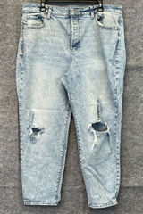 OLD NAVY Jeans Women's Size 18 Blue Denim Distressed OG High‎ Rise Straight Leg Photo 0