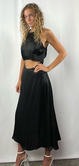 Zara‎ Satin Cut Out Sleeveless Midi Dress in Black Size Small Photo 0