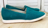 Franco Sarto Bonza Suede Slip On Loafers Flats Dark Teal Green Size 8 Casual Photo 0